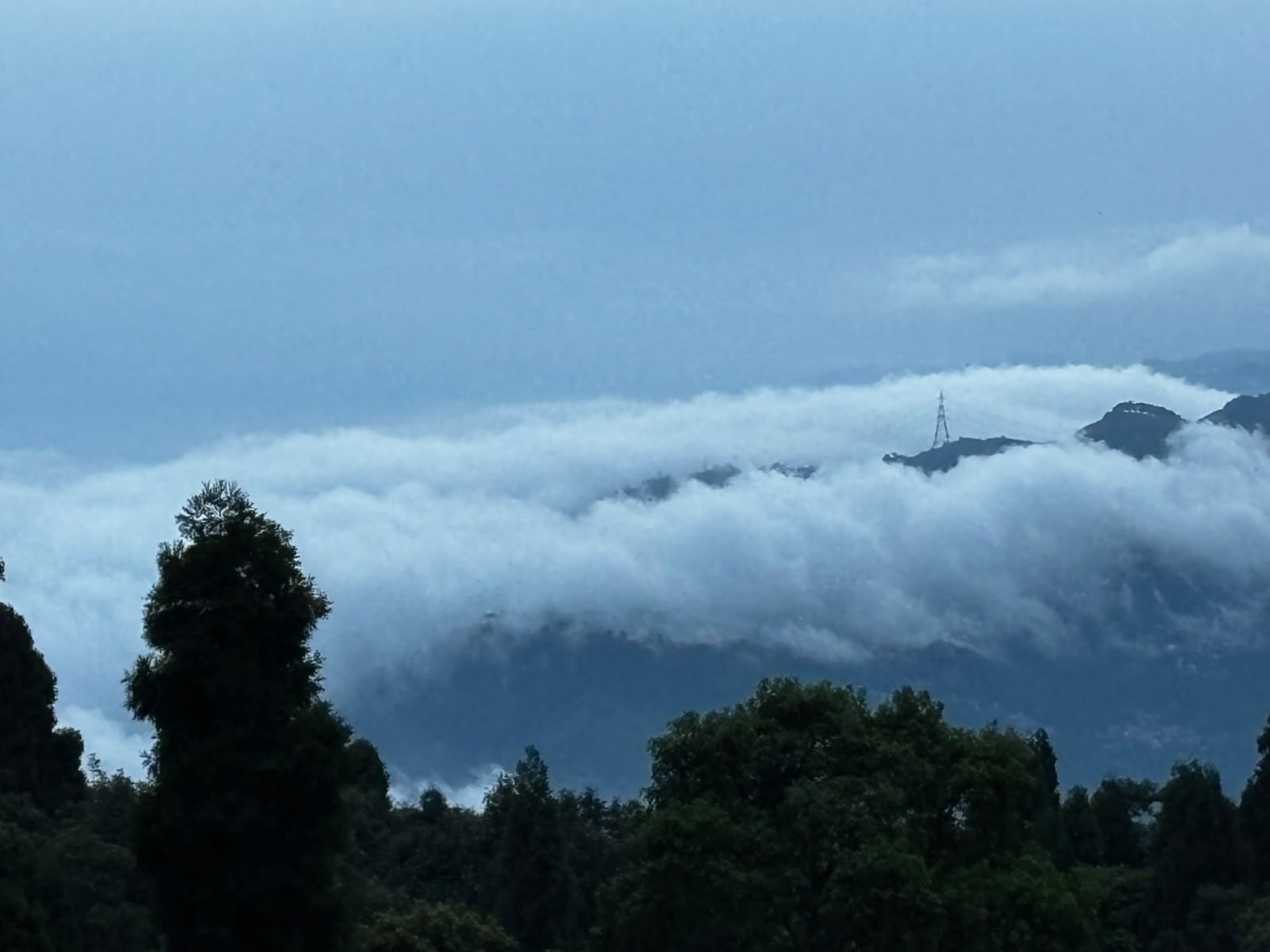 Cloud Sea Cascading Over Ridge